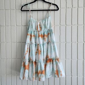 BriDGE twirly flowy tiered tie dye mini dress Sz S